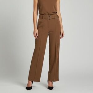 C by One Brown Belted Pull On Wide Leg Dress Trouser Pants Size Small